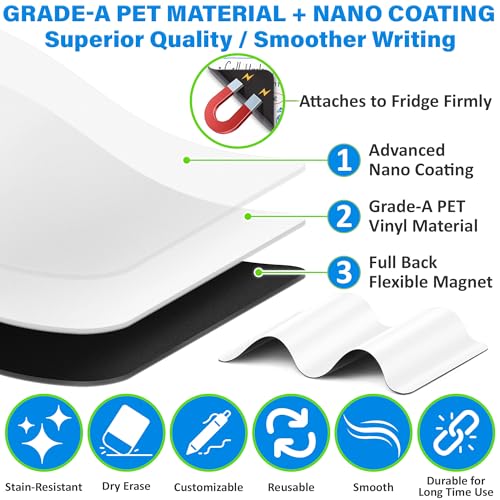 Magnetic Dry Erase Whiteboard Sheet for Fridge - 30x20 cm - Stain-Resistant with 3 Markers & Big Eraser with Magnets - Small Refrigerator White Board Planner & Organiser - by Yes4Q image 2