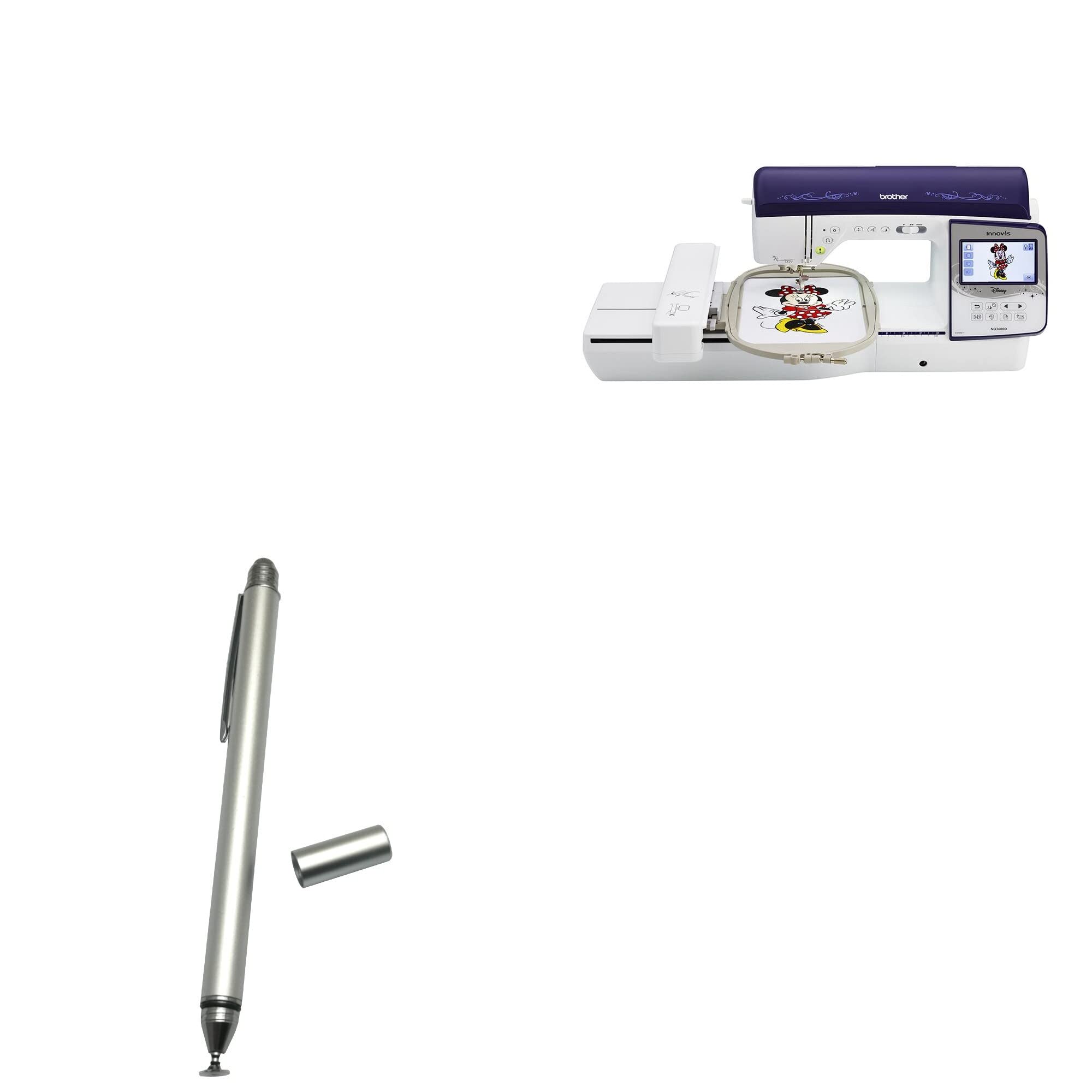 BoxWave Stylus Pen Compatible with Brother Innov-ís NQ3700D - DualTip Capacitive Stylus, Fiber Tip Disc Tip Capacitive Stylus Pen for Brother Innov-ís NQ3700D - Metallic Silver