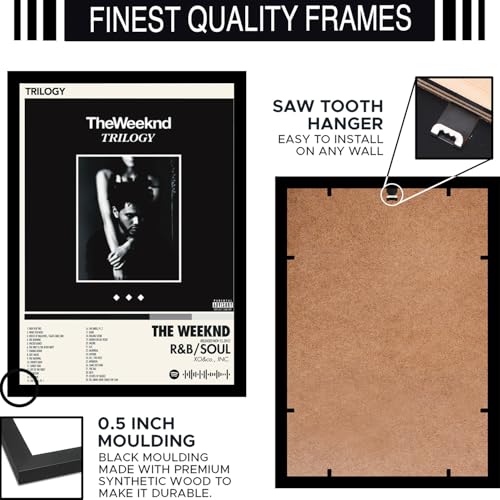 Image of BLINKART The Weekend- TRILOGY Wall Photo Frames | Wall Art for Bedroom, Living Room, Studio or Office | Album Cover Print with Spotify Song Link QR Code | Gift for Fans - 8x12 In