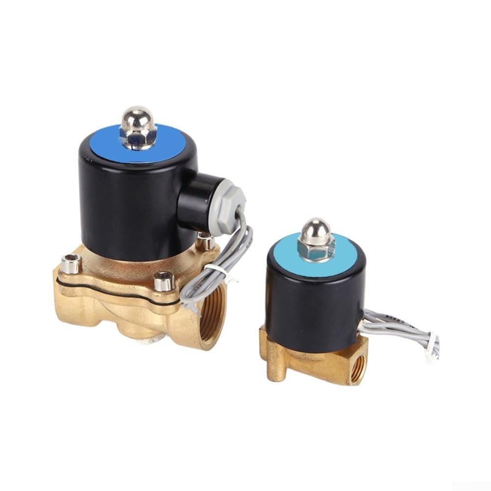Valvola solenoide in ottone AC220V normalmente chiusa per acqua, aria, olio, valvola elettrica in rame a 2 vie con ampia gamma di temperature per irrigazione e industria (49 mm)