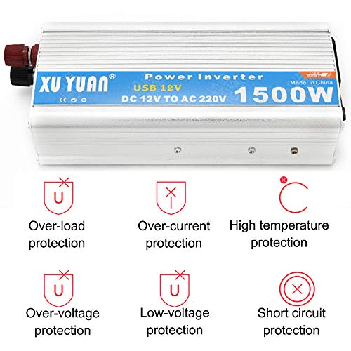 Inversor de corriente para coche de 1500W convertidor CC 12V a CA 110V con cable de 24V 3