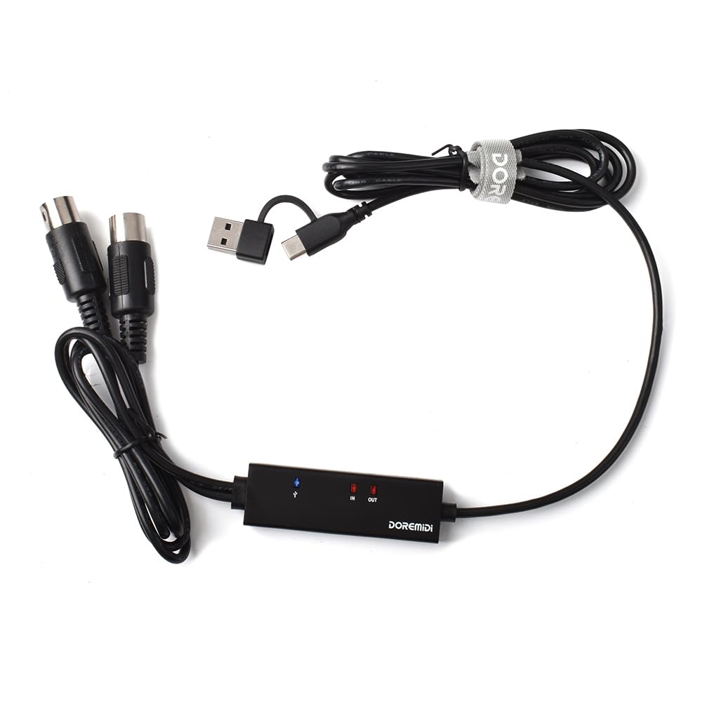 kabel MIDI do USB-C/kabel USB-A interfejs kabla USB MIDI 5-stykowy konwerter linii MIDI do USB kabel USB MIDI konwerter do adaptera klawiatury muzycznej (MTU-12)