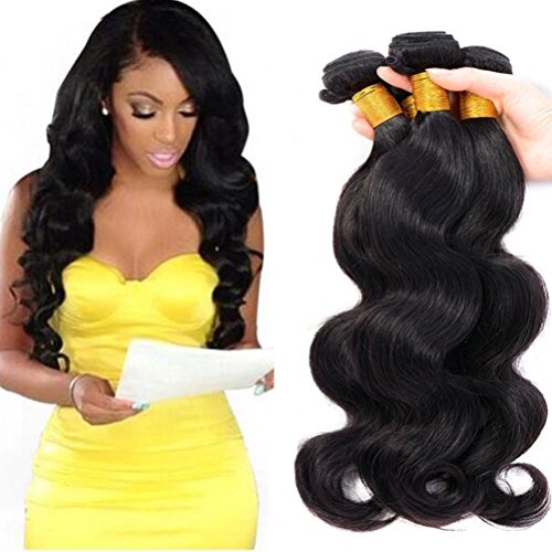 8A Brazilian Virgin Hair Body Wave Remy Human Hair bundles 100% Unprocessed Virgin Human Hair Extensions Cheap Brazilian Body Wave Natural Color Can Be Dyed (18 20 22 24)