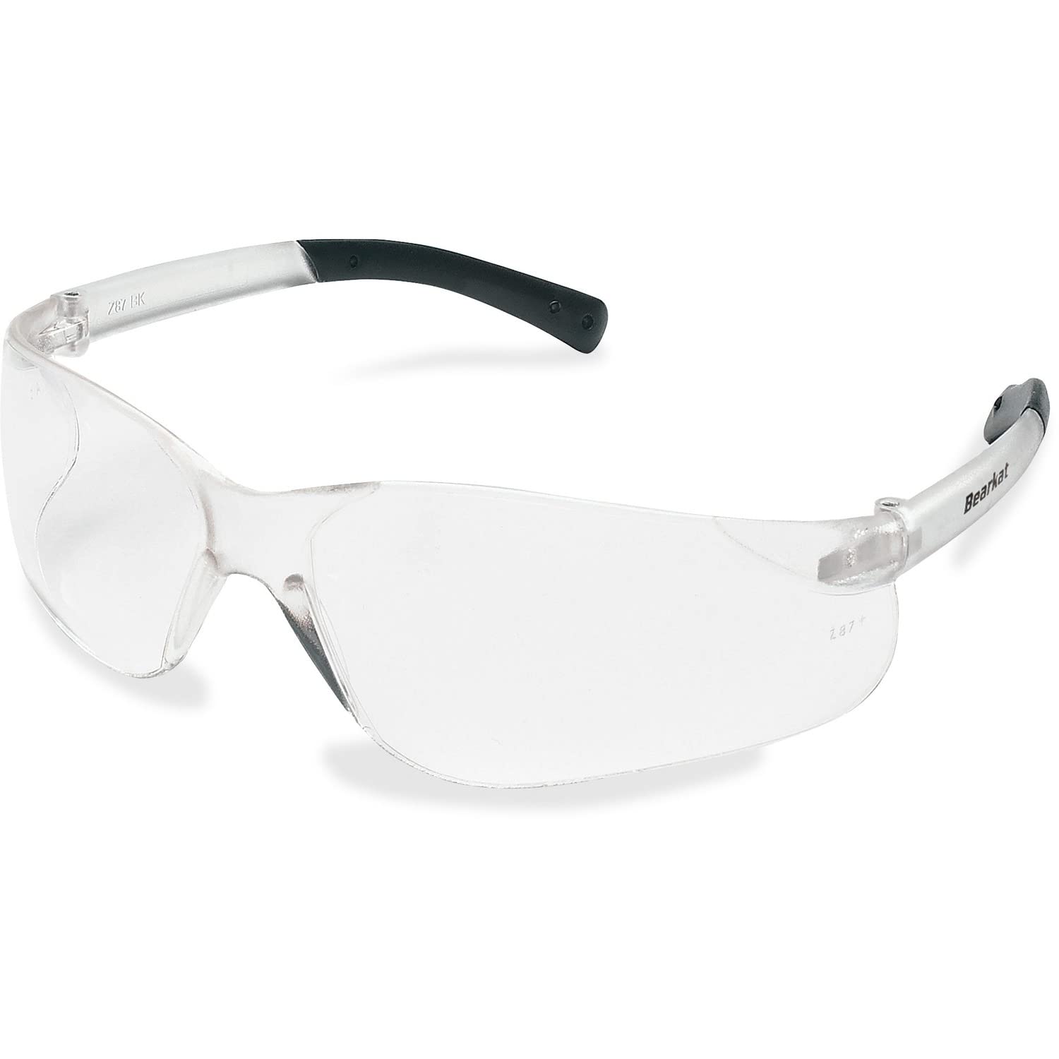 MCR SAFETY BK110 BearKat Safety Glasses, Wraparound, Black Frame/Clear Lens