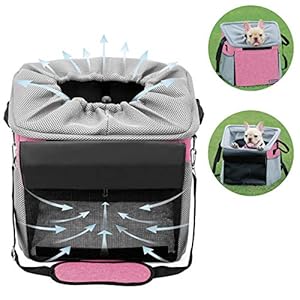   Pet-Carrier-Bicycle-Basket-Bag-Pet-CarrierBooster-Backpack-for-Dogs-and-Cats-with-Big-Side-PocketsComfy-Padded-Shoulder-StrapTravel-with-Your-Pet-SafetyPink