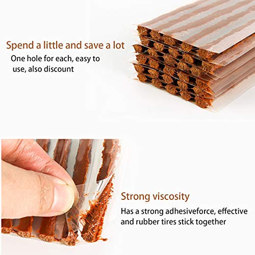 Vankcp 150 Pieces Tire Repair Strings, 4 × 0.24\"\" Repair Rubber Sealing Strip Natural Tire Repair Rubber Plug Flat Tire Plug Repair kit for Tubeless Off-Road Tires Car,Bike,Motor,Wheelbarrow,ATV, UTV