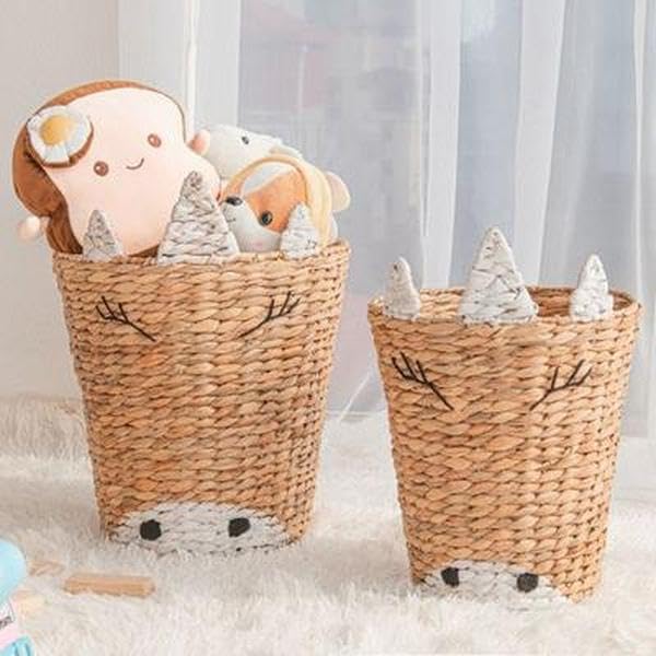 Round Unicorn Baskets Natural - Set of 2
