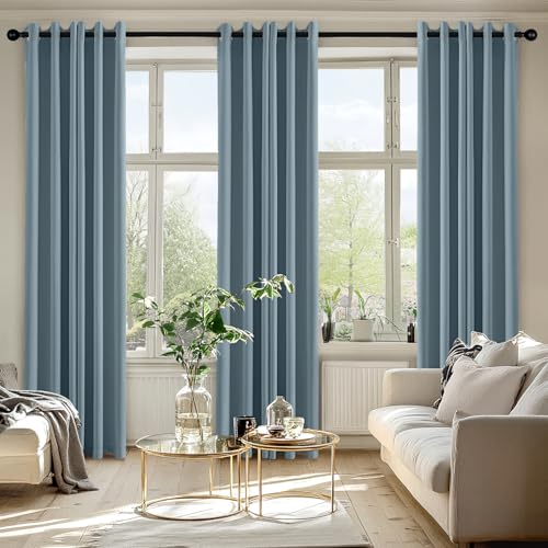 Image of MIULEE Blackout Curtains for Bedroom Living Room 2 Panels, Thermal Insulated Room Darkening Drapes Grommet Noise Reducing Light Blocking Window Treatments 72 Inches Long 40x72 Inch Greyish Blue