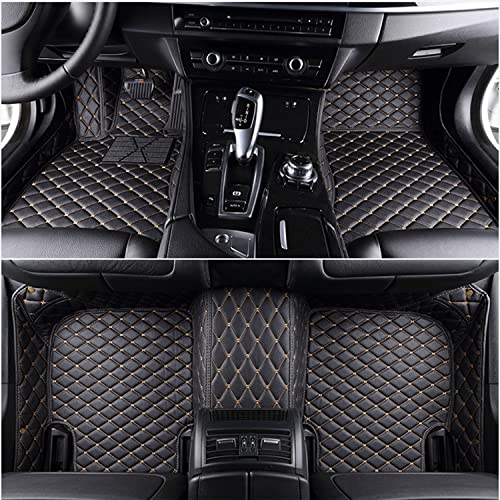 Aiducreaon Custom Automotive Floor Mats for Mercedes Benz A B C CLA CLS CLK GLE GLS GLA GLK GL ML G S GLC SL CL SLC R SLK etc...All Weather Leather Non-Slip Car Mat (Black Gold)