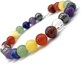 GOLDEN QUARTZ - THE CRYSTAL HUB Seven Chakra Bracelet Original Certified Reiki Crystal Healing for Balance Chakra & Positive Energy for Woman & Men Beads Size 8mm