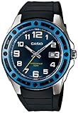 Casio Men's MTP1347-2AV Black Resin Quartz Watch with Blue Dial