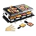 Kzai Raclette 8 Personas Parrillas Barbacoa Électricas con 8 Mini Sartenes 4 Espátulas de Madera, 1300W