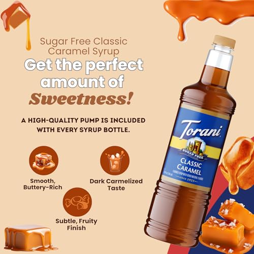 Image of Torani Sugar Free Classic Caramel Syrup 1L Bottle - Keto, Zero Calorie