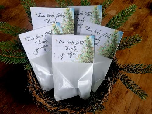 Seedball-Manufaktur Weihnachtliche Seedballs, ideal zum "Danke" sagen, 5 Stück im Set, hübsche Geschenkverpackung mit Tannenbaum-Design, Perfektes Wichtelgeschenk