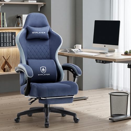 Image of GTPLAYER Gaming Chair, Computer Office Chair with Pocket Spring Cushion, Linkage Armrests and Footrest, High Back Ergonomic Computer Chair with Lumbar Support Task Chair with Footrest