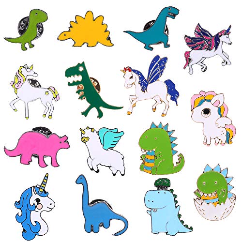 Hugttt - Juego 16 broches esmaltados diseño Dinosaurio