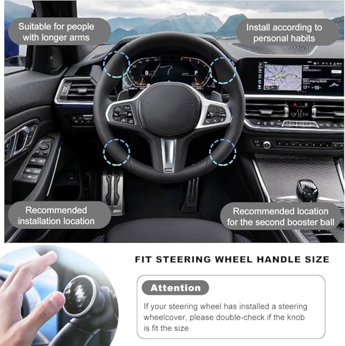 Image of Eliane Universal Car Steering Wheel Power Knob 360 Rotation Spinner Ball Handle | Non-Slip ABS Grip | 360 Degree Steering Booster for Cars, Trucks, Tractors - Black