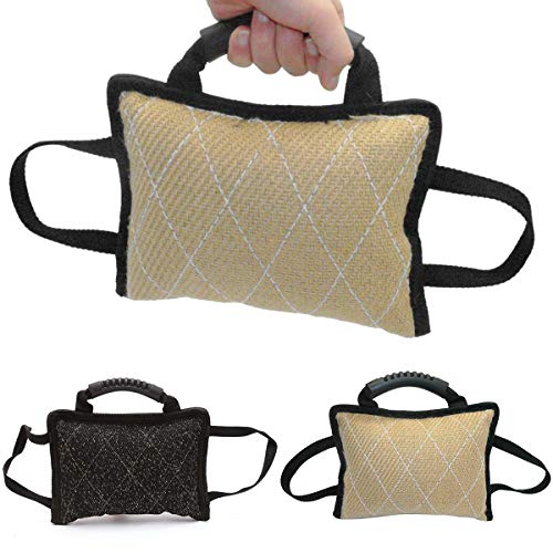 SOONHUA Beißkissen für Hunde mit 3 Griffen, Hundetraining, Zerrspielzeug für junge Hunde, zum Trainieren und Spielen