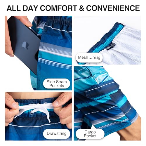 Image of Kanu Surf Men's Big Viper Extended Size Stripe Swim Trunk