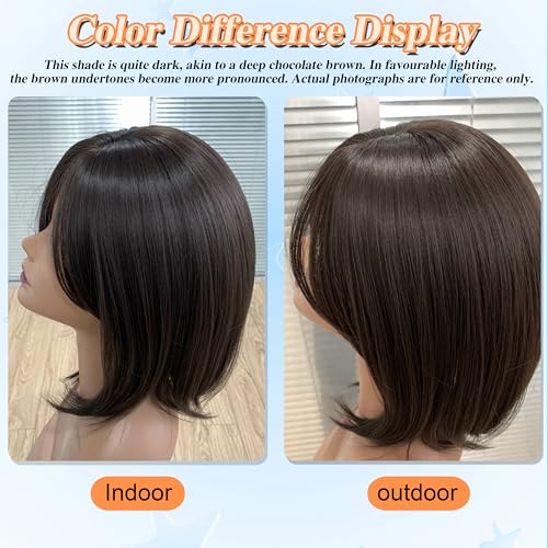 Image of Synthetic Hair Topper with Bangs 18 Inch Layered Toppers for Women with Thinning Hair 5.5 inch x 5 inch hand Tied Forehead Hairline 360 3D Cover Wispy Synthetic Toppers Hair for Women Fiber Wiglets
