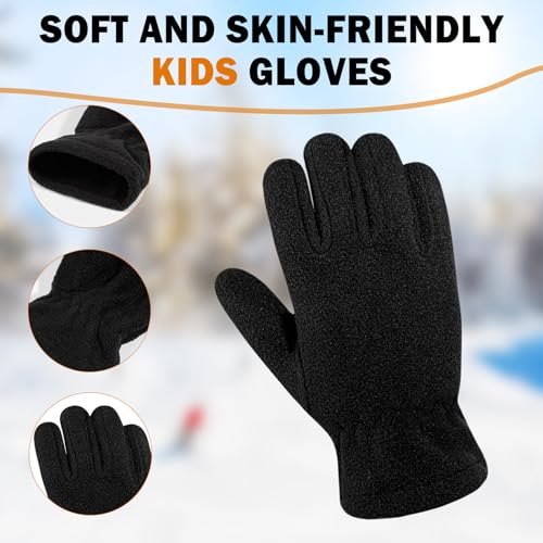 ONESING 3 Pairs Kids Fleece Winter Gloves - Toddler Warm Gloves for Boys & Girls - Full Fingers, Cold Weather3