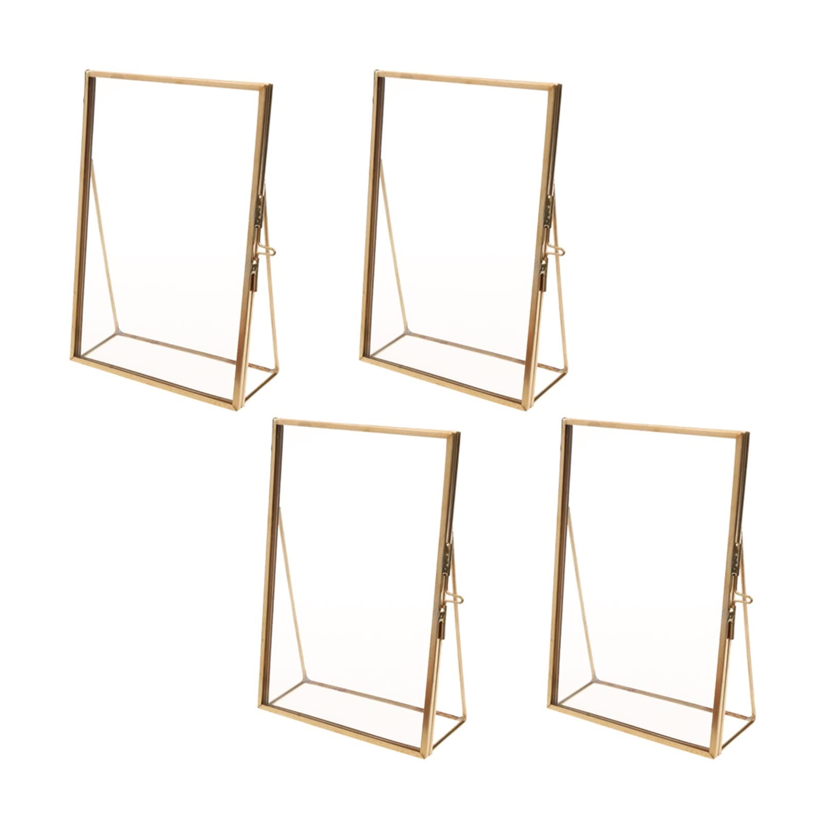 4 STÜCKE Messing Glas Bilderrahmen Home Hochzeitsdeko Gold