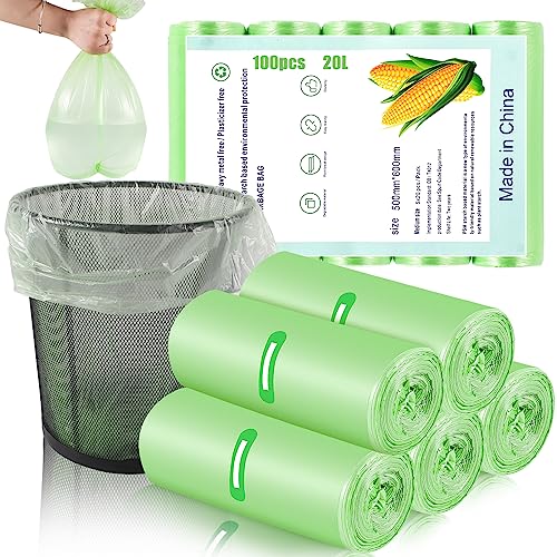 Dntorx 100 Stück Müllbeutel/Mülltüten 20L, 50 x 60 cm Reißfest Müllsäcke Kleine Müllsack Auslaufsicher Küchen Lebensmittel Abfallbeutel Grüner Säcke für Büro Badezimmer Küche Lebensmittelabfälle