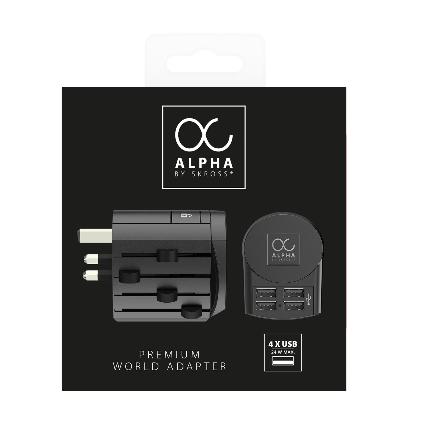 SKROSS - Alpha von Skross + 4 USB - Universal Reiseadapter von der Welt bis zur Welt - Spannung und Kraft: 100V - 1000W/250V - 2500W - 10a für Laptop und Haartrockner + 4 USB (24W - 4,8a)