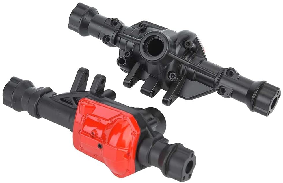 RC Front Rear Axle Housing Set, Metal High Strength RC Axle Housing Upgrade Parts Axles for TRX4 1/10 RC Crawler Car Power Plant & Driveline Systems (Black Red)
