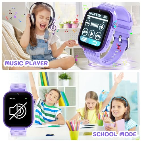 Image of OKYUK Kids Smart Watch Gift for Girls Age 5-12, 4G Kids Watch 47 Games, HD Touch Screen Two-Way Calling Feature, School Settings, SOS, Birthday Gift for Boys and Girls Ages 7 8 9 10 (Purple)