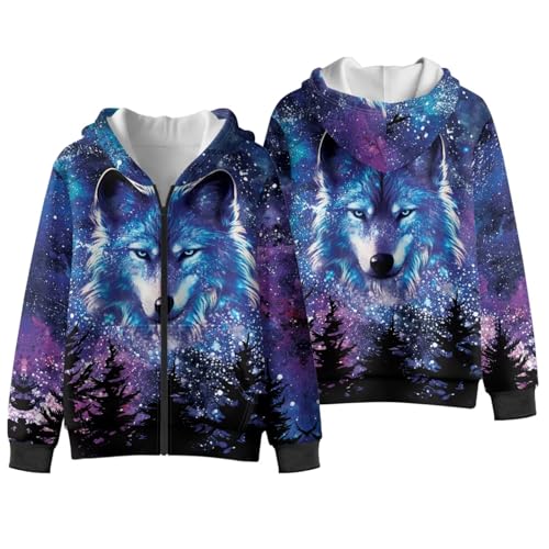 Little & Big Boys Zip Up Hoodie,Lightweight Thickened and Warm Kids Full Zipper Hooded Fashion Sweatshirt