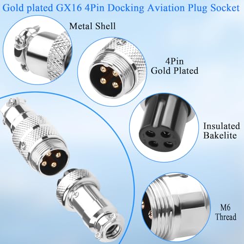 Conector de aviación GX16 4 pines chapado en oro QIANRENON miniatura 5