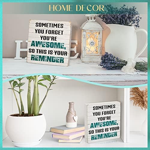 Thank You Gift for Women Desk Decor Inspirational Quotes Office Decor Farmhouse Wooden Box Sign for Gift Birthday Friends Coworker (Rustic Style)