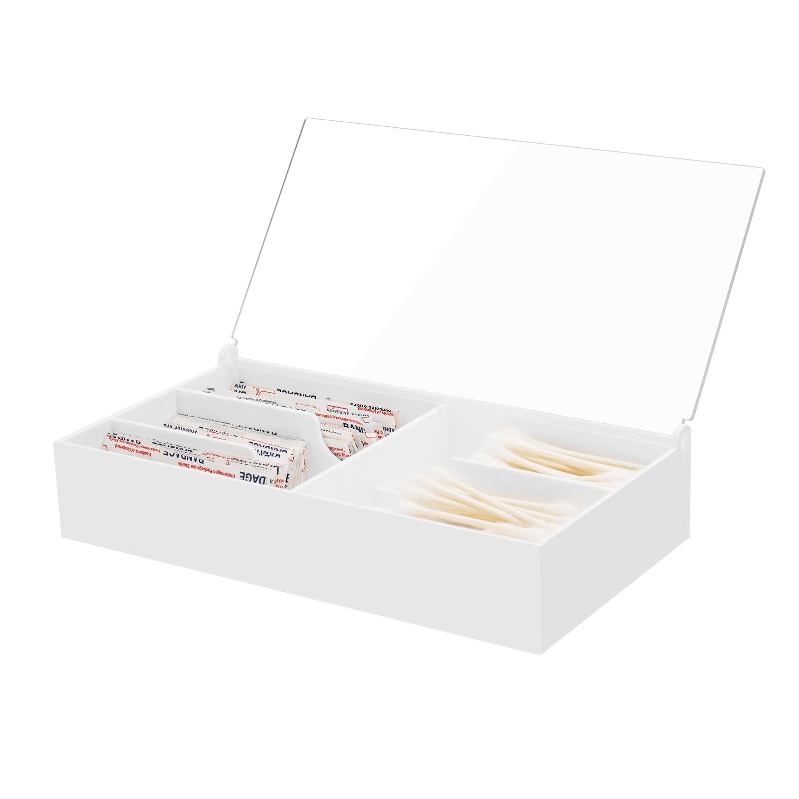 Beautyflier Organizer Case for Band-Aid Flexible Fabric Bandages, Acrylic Holder for First Aid Bandage, Storage Box for Cotton Swab, Pills, Paper