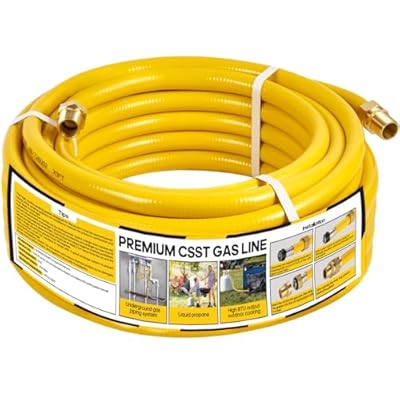 CSST Gas Line, 33 Ft 1/2" Natural Gas Hose Flexible, 1/2 Inch Corrugated Stainless Steel Tubing Hose, Propane Hose Conversion Kit Grill Hose with 2 Male Adapter Fittings