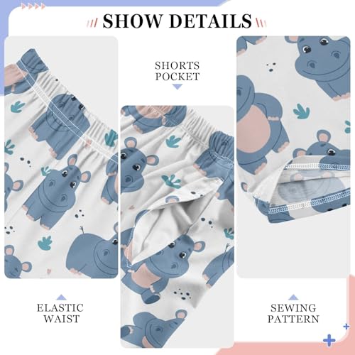 ZZXXB Hippo Grass Boys Long Pants Soft Trousers Elastic Waist Kids Lounge Bottoms with Pockets S-XL4