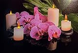 Geschenkestadl Großes LED Wandbild Feng Shui Orchidee mit Kerzen beleuchtet 60 cm x 40 cm