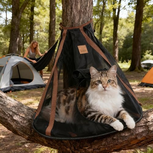 Maison de couchage en maille pour chat et hamac de transport extérieur de parc
