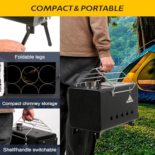 Kungka Black Wood Burning Tent Stove