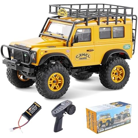 EAZYRC FMS 1/24 FCX24M RC Crawler RTR, Land Rover Defender 90 with Licensed, 1/24 RC Truck 4X4 Mini RC Truck with Lighting, 2.4Ghz Remote Control,Battery(Defender 90) Cover
