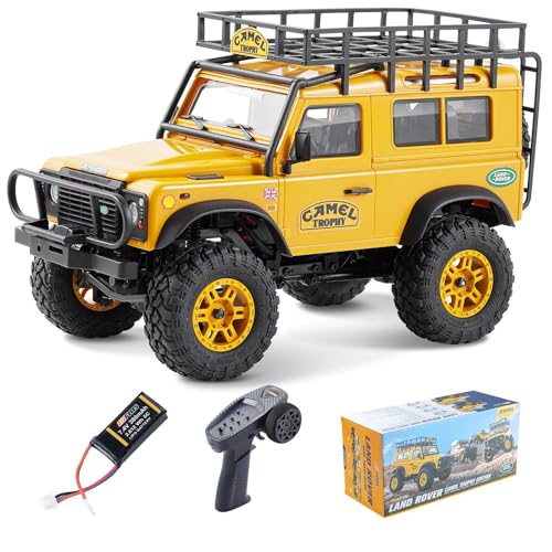 EAZYRC FMS 1/24 FCX24M RC Crawler RTR, Land Rover Series with Licensed, 1/24 RC Truck 4X4 Mini RC Truck with Lighting, 2.4Ghz Remote Control,Battery (Defender90)