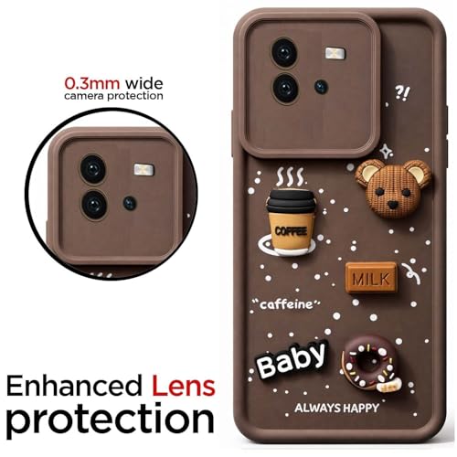Image of Bintage Ball Bear| Donut| Milk Cake| Baby| Coffee Rubber Case Full Body & Camera Protection Back Cover Compatible for IQOO Neo 6 5G - Brown