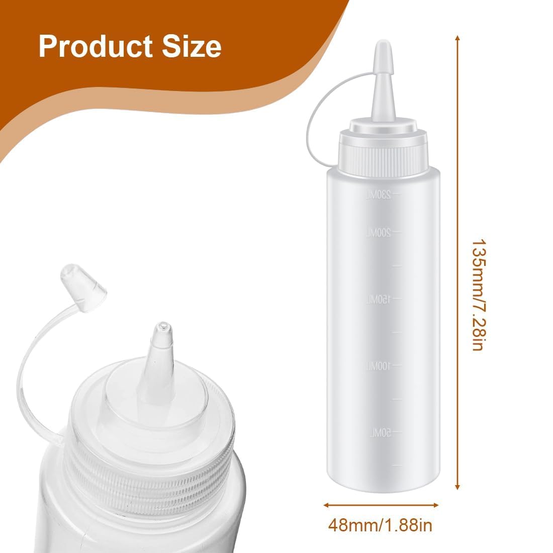 FKWKUW 4 Pcs Bouteille À Condiments,230Ml Transparent Presser Les Bouteilles, Flacon Souple En Plastique Pour La Peinture, La Cuisson, Le Ketchup, L'Huile D'Olive - Sans Bpa