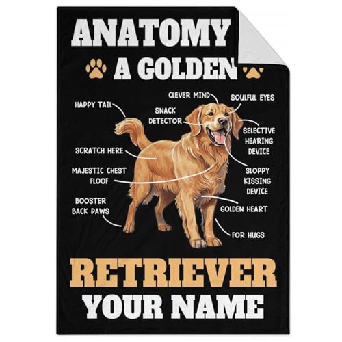 Custom Golden Retriever Blanket for for Baby - 30x40 Inches Lap Size - Soft Fluffy Cozy Blankets Gift - Black Novelty Blanket for Couch, Work