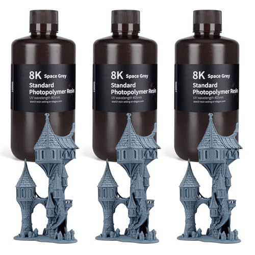 Image of ELEGOO Upgraded 8K Standard Photopolymer 3D Printer Resin 405nm UV-Curing Resin Best for 8K /12K /14K /16K Saturn MSLA DLP LCD 3D Printing Space Grey 3000g