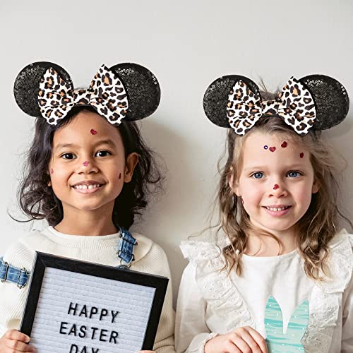 Image of FANYITY Mouse Ears, Sequin Leopard Mouse Ears Headband for Boys Girls Women(baowen)