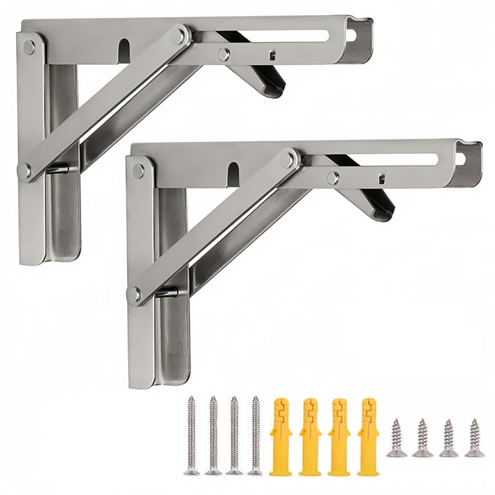 Équerre pliante 250 mm support etagere pliable acier inoxydable console 90 degres