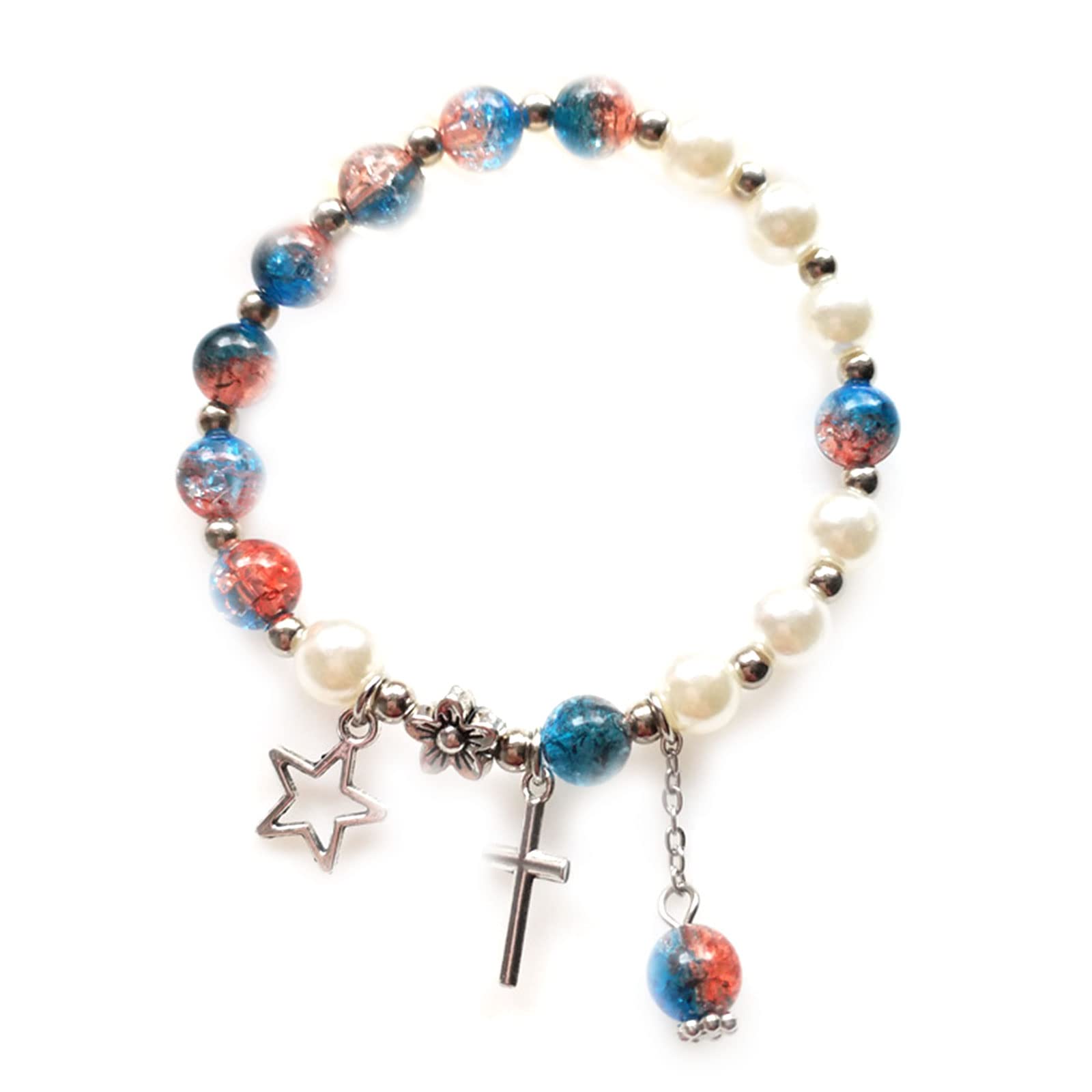 Kalttoy Women's A Baptism Rosary Crucifix Crylic Beads Finger Rosaries For Baptism Communion Weddings Party Favor Cross Rosary Beads