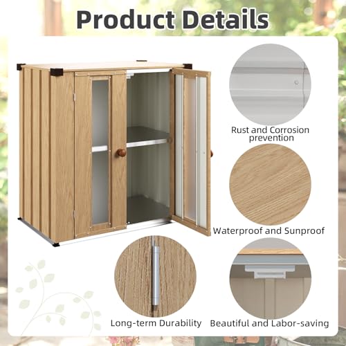 Image of AECOJOY Outdoor Storage Cabinet Waterproof with Floor & Adjustable Shelves