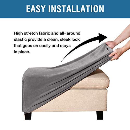 Reposapiés rectangular protegido con funda otomana elástica tamaño L gris 6
